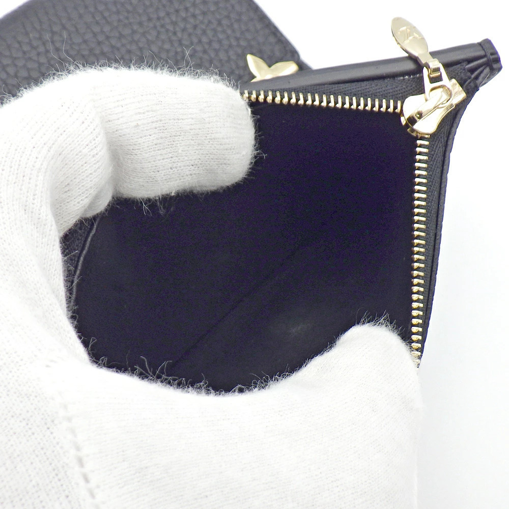 LOUIS VUITTON Portefeuille Capucines Compact Tri fold Wallet Leather Noir Black